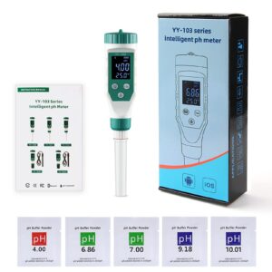 RCYAGO Digital pH Meter for Food, 0.01 Resolution High Accuracy Food pH Tester with Backlit LCD Display and ATC for Meat, Bread, Canning, Cheese, Solid Sampling, Soft Soil and Water