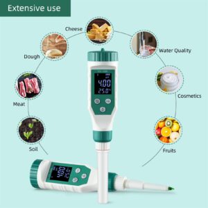 RCYAGO Digital pH Meter for Food, 0.01 Resolution High Accuracy Food pH Tester with Backlit LCD Display and ATC for Meat, Bread, Canning, Cheese, Solid Sampling, Soft Soil and Water