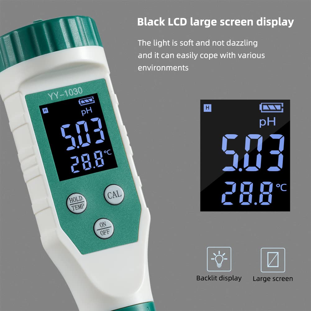 RCYAGO Digital pH Meter for Food, 0.01 Resolution High Accuracy Food pH Tester with Backlit LCD Display and ATC for Meat, Bread, Canning, Cheese, Solid Sampling, Soft Soil and Water