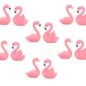 TYAOYA 12PCS Mini Flamingo Microlandscape Trinket, Fairy Garden Decoration, Outdoor Moss Bonsai DIY Figurine, Flamingo Themed Birthday Cake Decoration