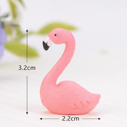 TYAOYA 12PCS Mini Flamingo Microlandscape Trinket, Fairy Garden Decoration, Outdoor Moss Bonsai DIY Figurine, Flamingo Themed Birthday Cake Decoration