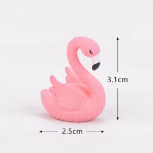 TYAOYA 12PCS Mini Flamingo Microlandscape Trinket, Fairy Garden Decoration, Outdoor Moss Bonsai DIY Figurine, Flamingo Themed Birthday Cake Decoration