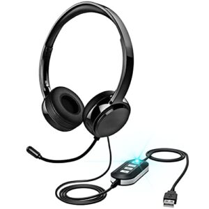 XAPROO USB Headset with Microphone for PC, Computer Headset with Microphone, Comfort-Fit On Ear Business Headset, 3.5 mm Wired Headphones for MS Teams Skype Zoom VoIP Conference Online Class