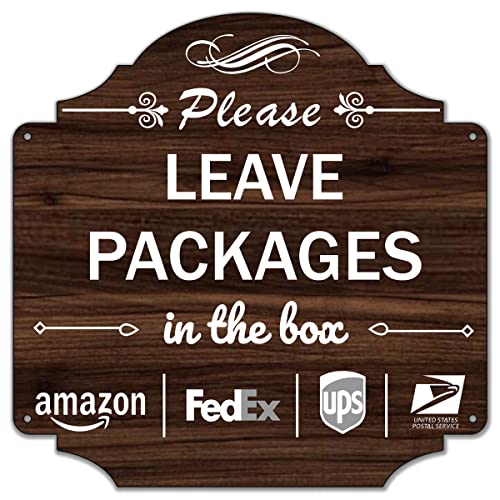 Please Leave Packages In The Box Signs 12 x 12 Inches Package Delivery Sign Metal Reflective Sturdy Rust Aluminum Waterproof Durable Ink Easy to Install Outdoor