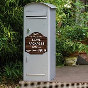 Please Leave Packages In The Box Signs 12 x 12 Inches Package Delivery Sign Metal Reflective Sturdy Rust Aluminum Waterproof Durable Ink Easy to Install Outdoor