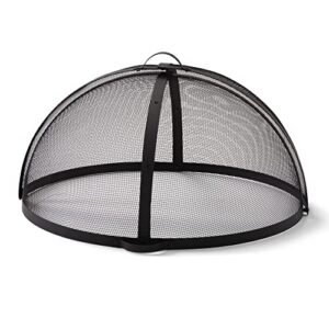 suncreat heavy-duty fire pit screen, steel mesh round spark screen with handle, 36 inch