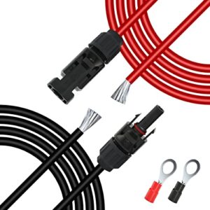 GELRHONR 10AWG Solar Panel Extension Bare Wire with Female and Male Connector Solar Panel Wiring Pigtail Cable Adapter for Solar Panels-(Red+Black) (10AWG 5M/16FT M/F)