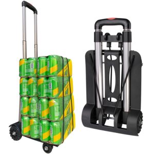 apoxcon folding hand truck, foldable dolly cart for moving, light weight trolley dolly with 4 wheels & aluminum alloy handle, collapsible portable luggage cart for travel, shopping, office use
