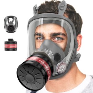 mygcca chemical/ gas respirator with 40mm filter for gases, vapors, fumes, dust, chemical