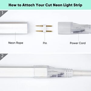 GZBtech 4.92FT Power Cord Connector Kit for 8 * 16mm LED Neon Rope Light,with Pins & End Cap & Heat Shrink Tube Set of 3