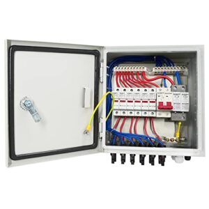 gtyorus pv combiner box - 6 string solar combiner box with lightning arrester, 10a rated current fuse with led light, 63a circuit breaker, for on/off grid solar panel system