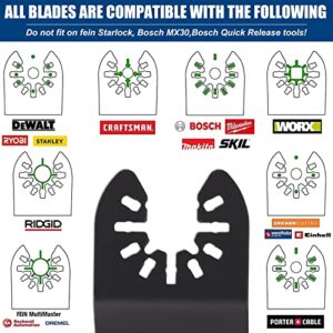 COMOWARE 105 Pcs Oscillating Saw Blades - 1-3/8” Multi Tool Blades Kits Universal Oscillating Tool Blades, Fine Tooth Multitool Blades, Quick Release Saw Blades for Wood/Plastic/Soft Metal Cutting