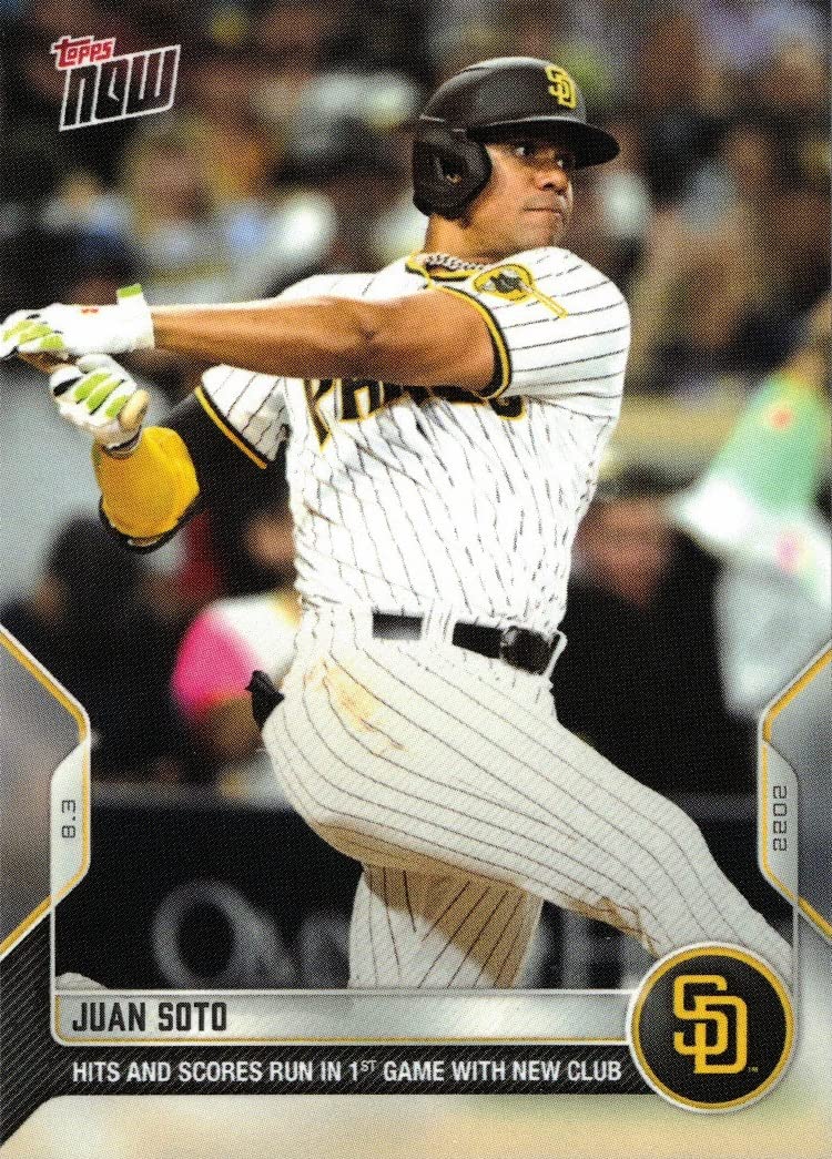 2022 Topps Now #650 Juan Soto Baseball Card - 1st Official Card in a San Diego Padres Jersey