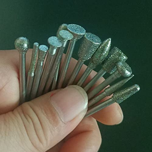 𝐋𝐮𝐨 𝐤𝐞 18 Pcs Diamond Burr Sets, 1/8 Inch Shank Diamond Mounted Stone Carving Bits for Dremel Rotary Tools