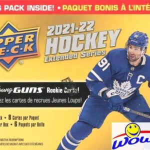 2021/22 Upper Deck EXTENDED SERIES Hockey EXCLUSIVE HUGE Factory Sealed Blaster Box with YOUNG GUN ROOKIE Card! Look for 50 New Young Gun Rookies & Exclusive Green Parallels! Brand New! WOWZZER!