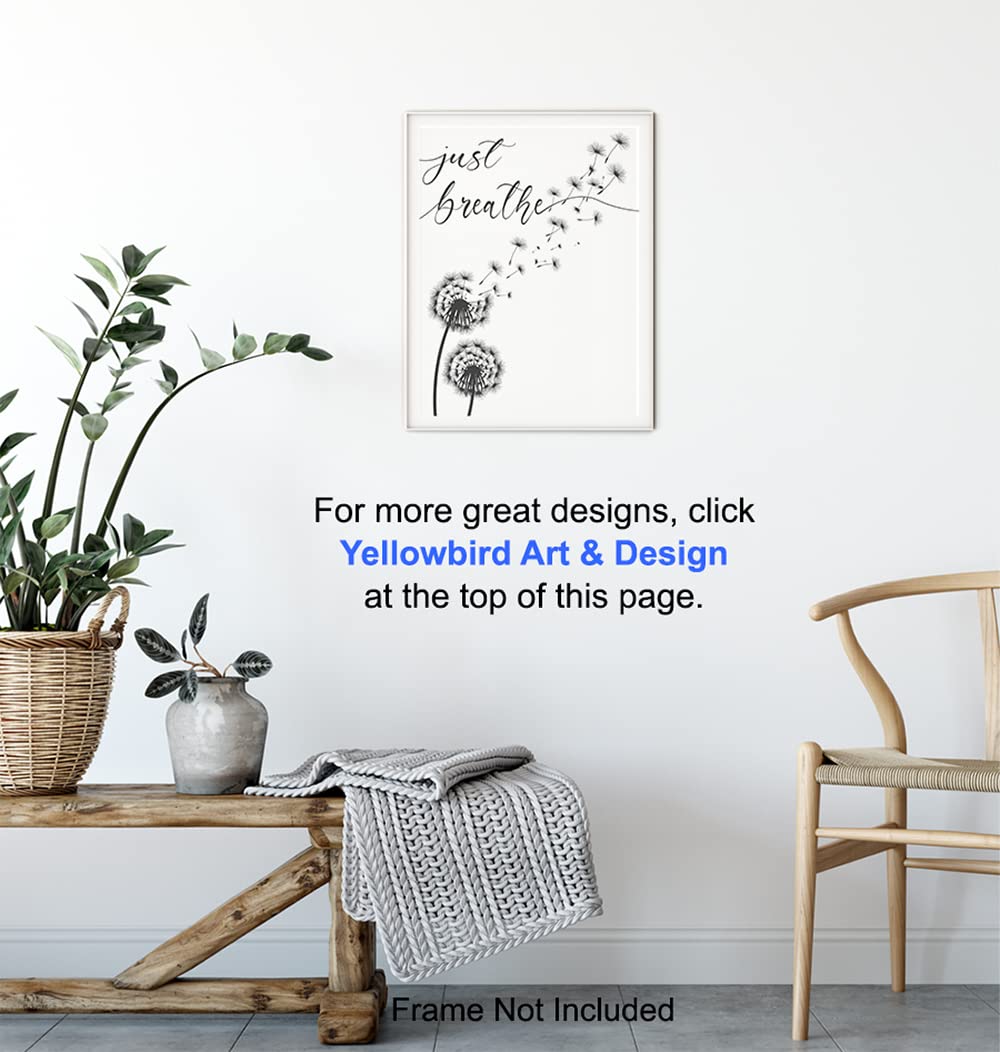 Inspiration Motivation Zen Wall Art & Decor - Just Breathe Wall Art - Encouragement Gift for Woman - Positive Quotes Wall Decor- Home Office Living room Bedroom Wall Art - Meditation Wall Art UNFRAMED