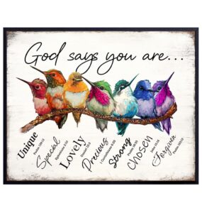 god says you are hummingbirds wall art & decor - religious scripture encouragement gift for women - psalms bible verses - motivational family art - inspirational positive quotes christian affirmations