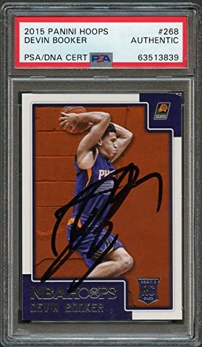 2015-16 NBA Hoops #268 Devin Booker AUTO Signed card PSA Slabbed Autographed RC - Basketball Slabbed Autographed Cards