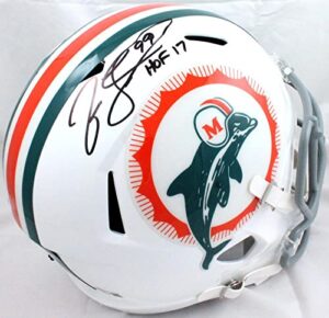 jason taylor autographed f/s miami dolphins tribute speed helmet w/hof-baw holo - autographed nfl helmets