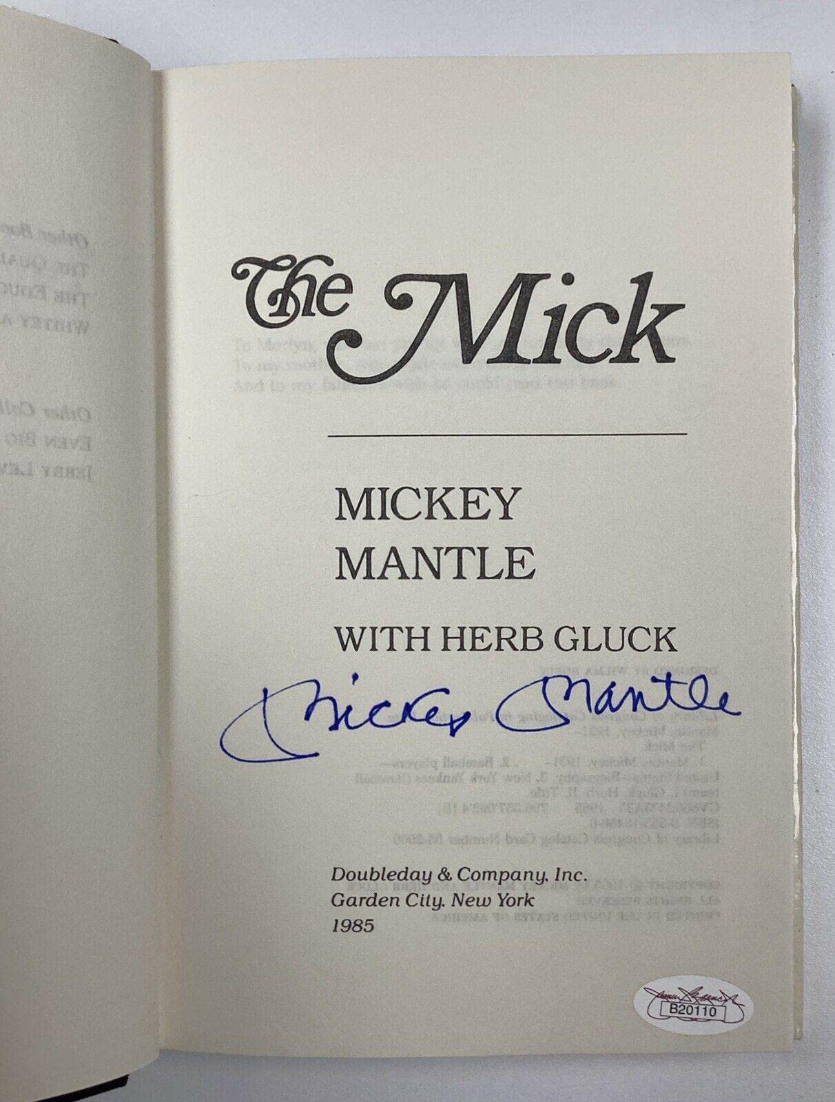 Mickey Mantle Signed Book The Mick HCB New York Yankees HOF Autograph AS WSC JSA - MLB Autographed Miscellaneous Items