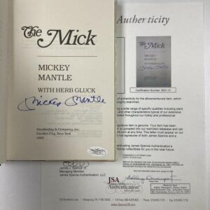 Mickey Mantle Signed Book The Mick HCB New York Yankees HOF Autograph AS WSC JSA - MLB Autographed Miscellaneous Items