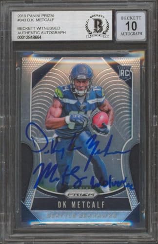 Seahawks DK Metcalf Signed 2019 Panini Prizm #343 RC Auto 10! BAS Slabbed - Football Slabbed Autographed Cards