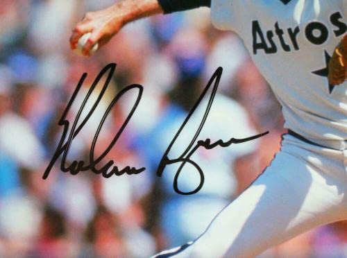 Nolan Ryan Autographed Astros 8x10 HM Pitching Horz Photo- AIV Hologram *Black - Autographed MLB Photos