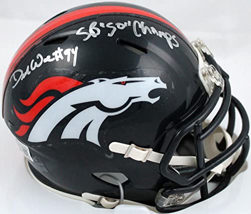 DeMarcus Ware Autographed Denver Broncos Speed Mini Helmet w/SB Champs-Beckett W Hologram Silver