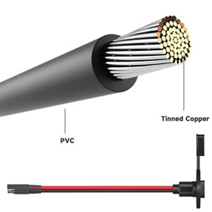 Goupchn SAE Power Socket Sidewall Port 2 Pack Weatherproof SAE Quick Connect Solar Panel Flush Mount Connector 2 Pin 12AWG SAE Solar Cable with 8 Screws for Solar Generator Battery Charger