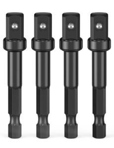 3/8 impact adapter, 4 pack 3/8 socket adapter 1/4 inch to 3/8 socket adapter kit for impact driver, automotive diy, extension socket driver bits, handle nut driver and drills