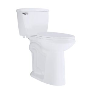sounor sn1088 elongated two piece toilet 1.28 gpf extra 21" tall bowl comfortable right seat height soft closing seat white