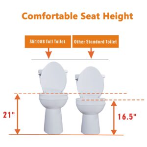 SouNor SN1088 Elongated Two Piece Toilet 1.28 GPF Extra 21" Tall Bowl Comfortable Right Seat Height Soft Closing Seat White