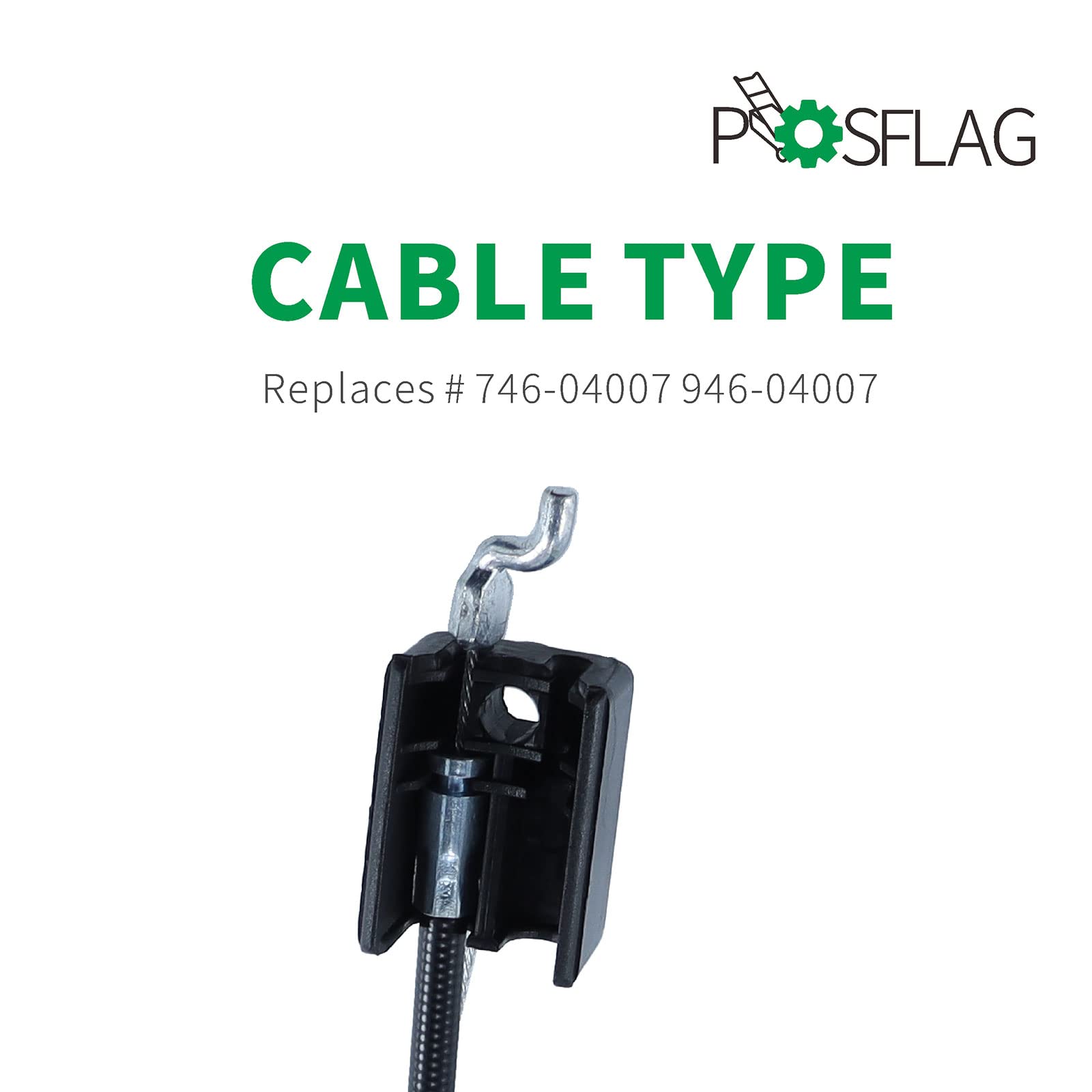 POSFLAG 946-04007 Auger Cable Replaces MTD 946-04007 Auger Cable, MTD 746-04007 Auger Cable, 946 04007, 746 04007, 94604007, 74604007 for MTD Troy-Bilt Yard Machines Husky Snowblowers