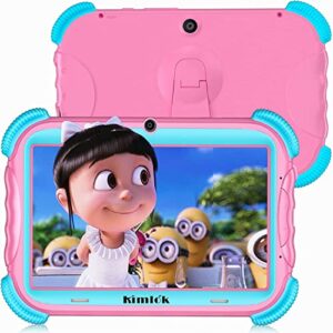 kimlok kids tablet 7 inch toddler hd touchscreen，2gb+32gb, wifi, parental control app，dual camera, bluetooth, friendly learning tablets for kids with case included for boy and girl