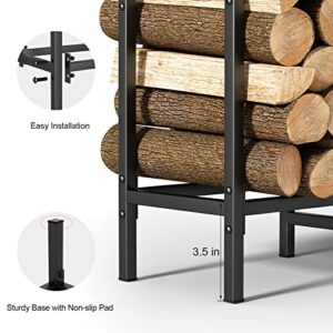 CADUKE 4ft Firewood Rack Outdoor with Cover Firewood Log Rack for Fireplace Firewood Storage Rack Heavy Duty Log Holder Indoor Fire Wood Rack Stand, Black