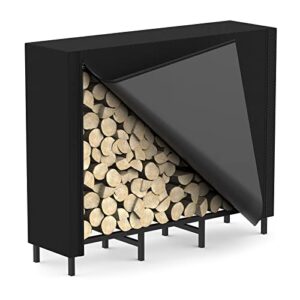 norceesan firewood rack outdoor with cover wood holders firewood indoor, wood racks outdoor for firewood 4 ft firewood log rack fireplace log holder for patio waterproof oxford fabric, black