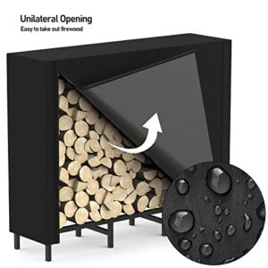 NORCEESAN Firewood Rack Outdoor with Cover Wood Holders Firewood Indoor, Wood Racks Outdoor for Firewood 4 Ft Firewood Log Rack Fireplace Log Holder for Patio Waterproof Oxford Fabric, Black