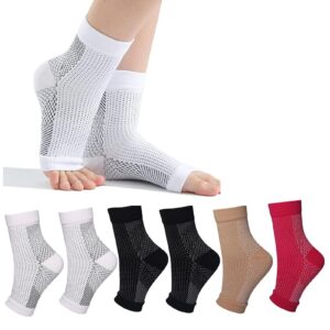 Neuropathy Socks for Women, 6Pairs Soothe Compression Socks for Neuropathy Pain, Ankle Brace Plantar Fasciitis Swelling Relief (L/XL)