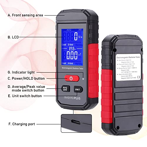 INKBIRDPLUS EMF Meter, Hand-held Digital Electromagnetic EMF Radiation Detector, 3in1 Rechargeable EMF Reader, EMF Detector Meter for Home,Office,Outdoor,Paranormal Equipment, Ghost Hunting Equipment