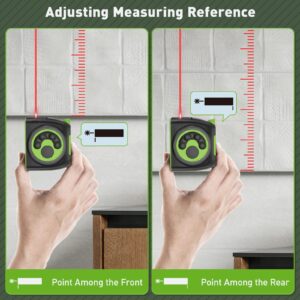 Huepar 2-in-1 Laser Tape Measure, 197Ft Rechargeable Laser Measurement Tool & 16Ft. Measure Tape with Backlit LCD & Movable Hook -Pythagorean, Area, Volume, M/in/Ft Unit Switch Digital Distance Meter