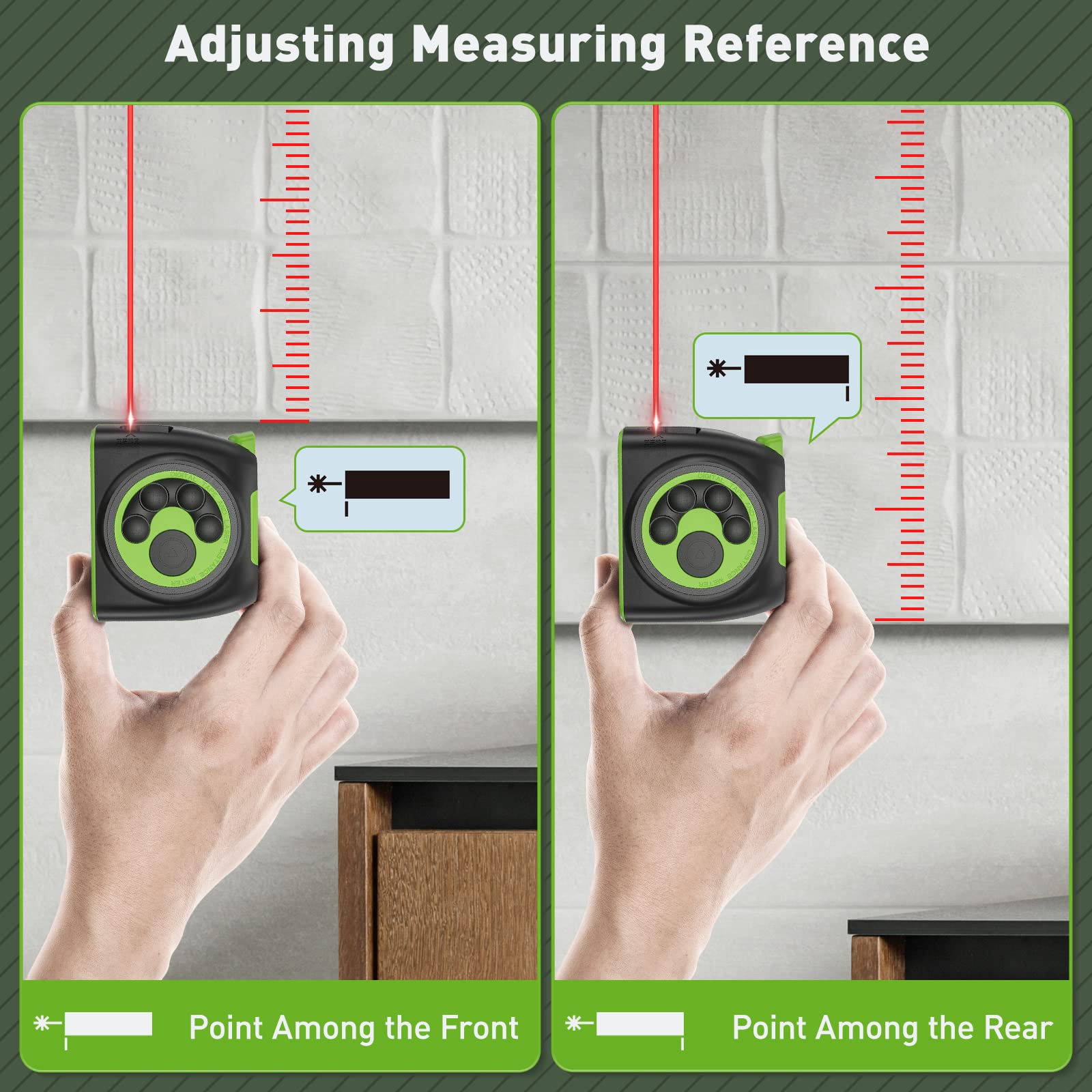 Huepar 2-in-1 Laser Tape Measure, 197Ft Rechargeable Laser Measurement Tool & 16Ft. Measure Tape with Backlit LCD & Movable Hook -Pythagorean, Area, Volume, M/in/Ft Unit Switch Digital Distance Meter