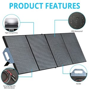 IDEAPLAY 200W Solar Panel Kit for BP200 BP201 BP300 SN2200 Power Station, Solar Generator with Adjustable Kickstand, IP65 Water-Resistant, Foldable Solar Panel for Outdoors RV Camping or Home Use