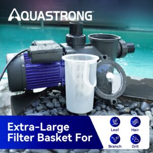 AQUASTRONG 1 HP In/Above Ground Pool Pump with Timer, 220V, 6100GPH, High Flow, Powerful Self Primming Swimming Pool Pumps with Filter Basket