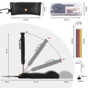 GREGIN Upgraded Multi-function Scribing Tool with Level,Aluminum Alloy Multi-Function Scribing Tools with Deep Hole Pencil,DIY Woodworking Scribe Gauge,Scriber Line Maker Measuring Tool