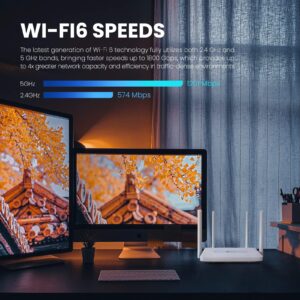 New 2023 Tongyu AX1800 WiFi 6 Router, Dual Band Gigabit Wireless 5GHz 1.8Gbps Internet Router for Gaming and Streaming and Up to 60 Devices Connected for Home, Office, Business