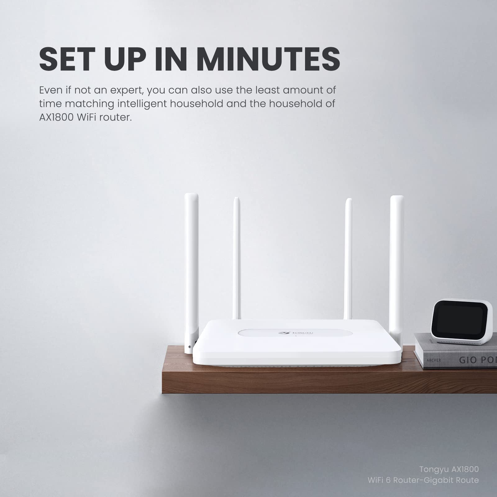 New 2023 Tongyu AX1800 WiFi 6 Router, Dual Band Gigabit Wireless 5GHz 1.8Gbps Internet Router for Gaming and Streaming and Up to 60 Devices Connected for Home, Office, Business
