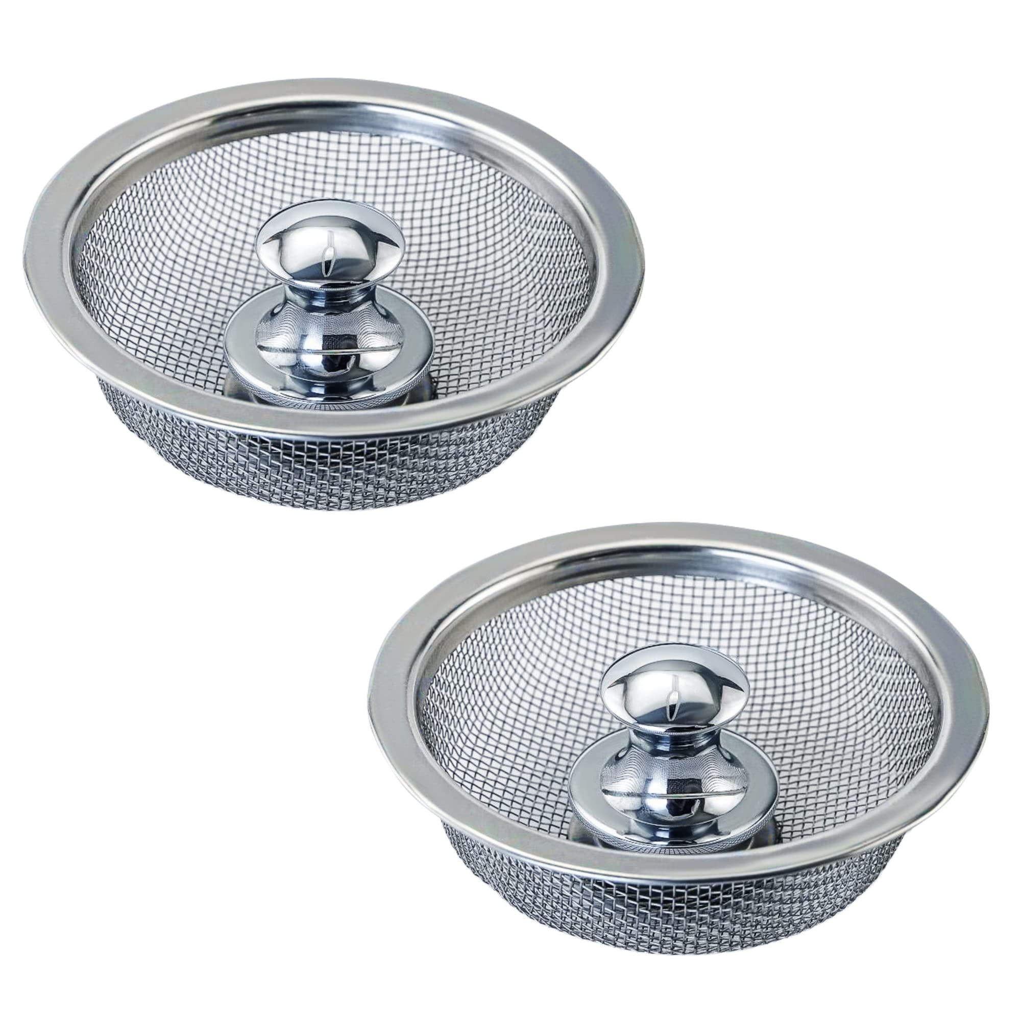 Oecoel Kitchen Sink Strainer Drain for Stopper Combo Basket Replacement Stainless Steel Sink Drain with Handle Sink Stopper Suitable for Bathroom Kitchen Drain Strainer(2 pcs)