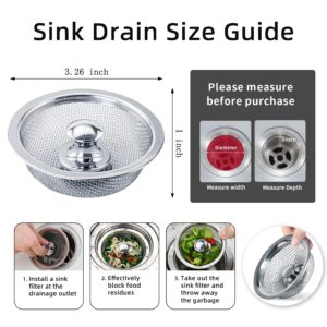 Oecoel Kitchen Sink Strainer Drain for Stopper Combo Basket Replacement Stainless Steel Sink Drain with Handle Sink Stopper Suitable for Bathroom Kitchen Drain Strainer(2 pcs)