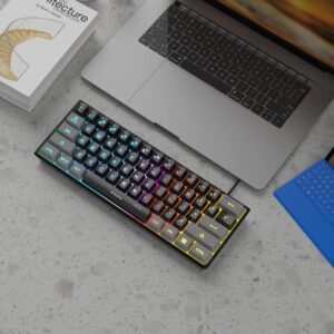 MageGee Mini 60% Gaming Keyboard, RGB Backlit 61 Key Ultra-Compact Keyboard, TS91 Ergonomic Waterproof Mechanical Feeling Office Computer Keyboard for PC, MAC, PS4, Xbox ONE Gamer(Grey Black)