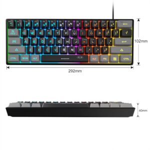 MageGee Mini 60% Gaming Keyboard, RGB Backlit 61 Key Ultra-Compact Keyboard, TS91 Ergonomic Waterproof Mechanical Feeling Office Computer Keyboard for PC, MAC, PS4, Xbox ONE Gamer(Grey Black)